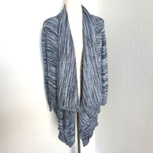 Moda International Open Draped Cardigan Knit Sweater Blue Small Relaxed Fit